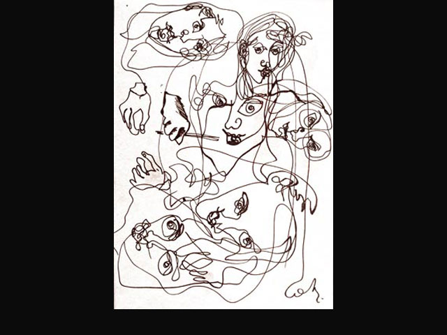 Mara in the Atelier – ink 35 x 25 cm