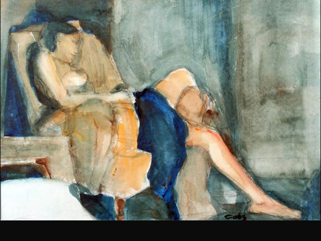 Blue Evening – watercolor 70 x 50 cm