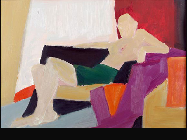 Waiting – flat oil on paper 35 x 40 cm