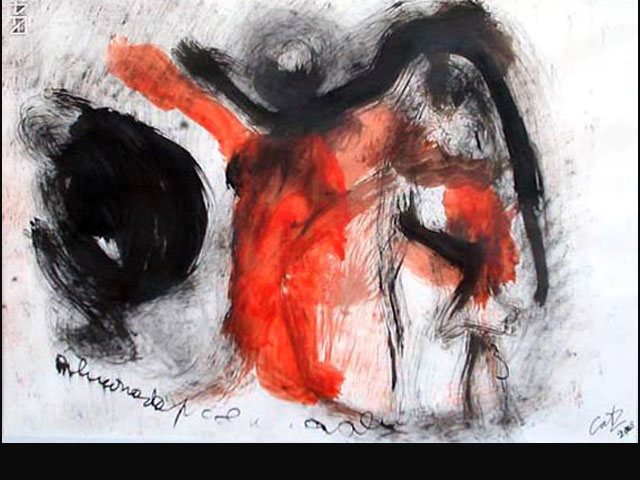 The Visit – ink 35 x 50 cm