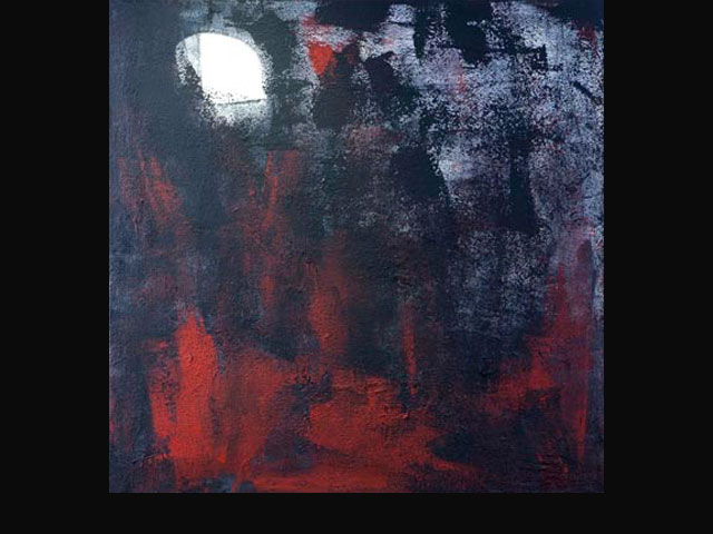 The Moon and her Fire – acrylic on canvas 1 x 1 M