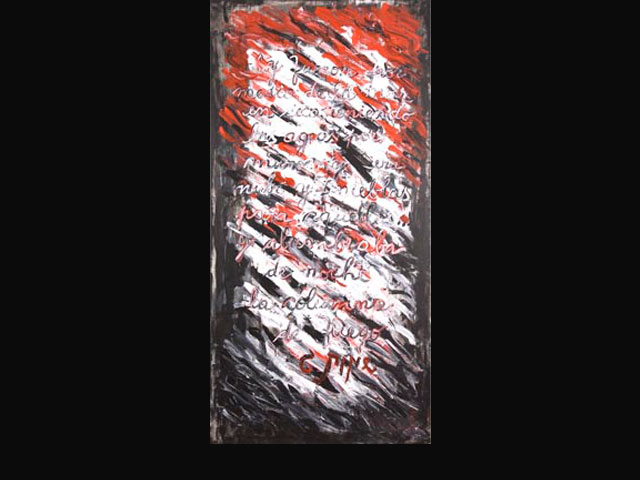 “The cloud brought darkness to the one side and light to the other side.” (Exodus 14:20) – acrylic 1 x 2 M