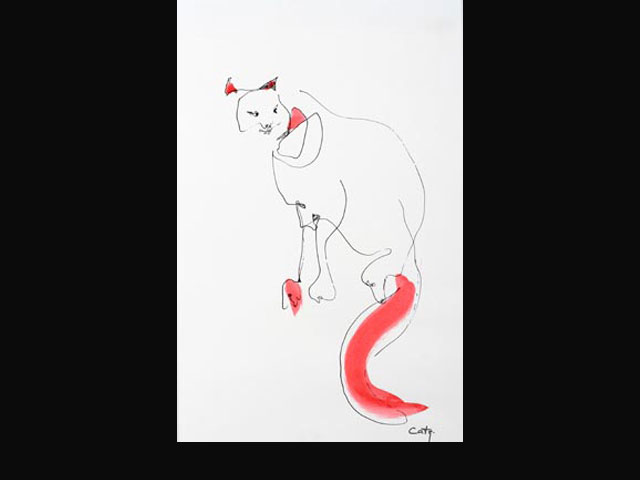 “Agazapado 1” tinta 35x50 cm.