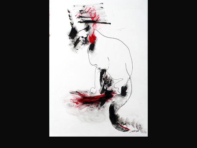 “Agazapado 2” tinta 35x50 cm.