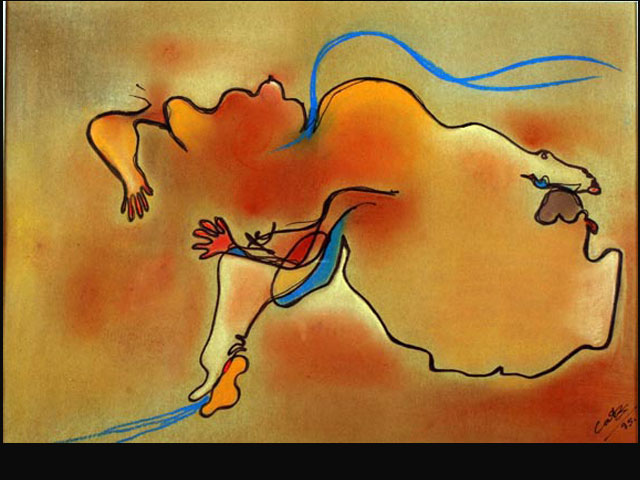 “El rio fluye” pastel 48x33 cm.