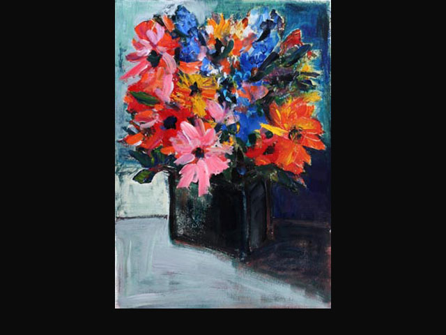 “Tarde con flores 3” acrílico 64x45 cm.
