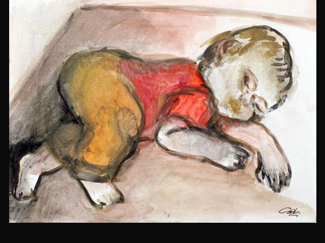 “Franco duerme” acuarela 35x40 cm.